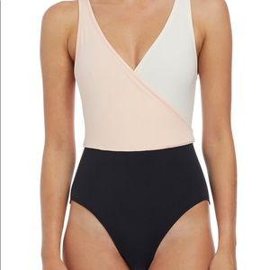 Solid and Striped color block ballerina one piece!